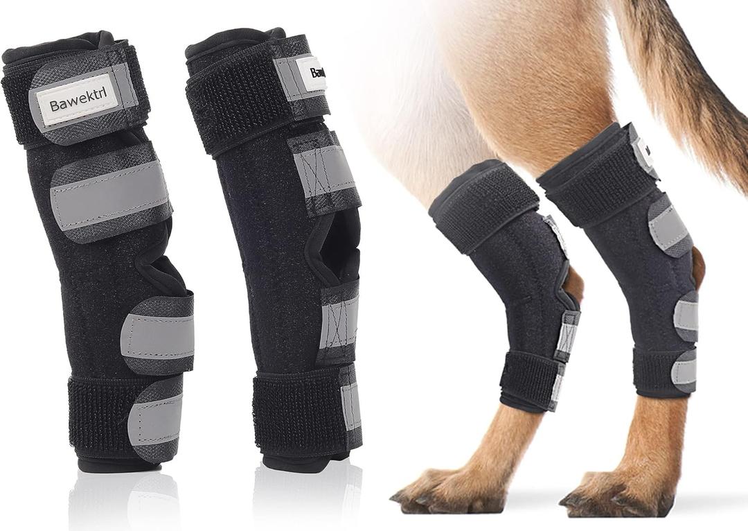Dog Leg Brace for Rear Legs, Canine Hind Hock Brace, Joint Compression Warps Support for Back Leg with Injury Sprain, Wound Care and Loss of Stability from Arthritis Torn ACL CCL(1 Pair)