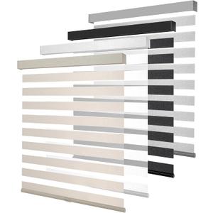 Cordless Zebra Blinds for Windows, Free-Stop Pull Down Roller Window Shades with Valance, Light Filtering Dual Layers Sheer Shades for Home and Office, Beige, 20" W x 72" H