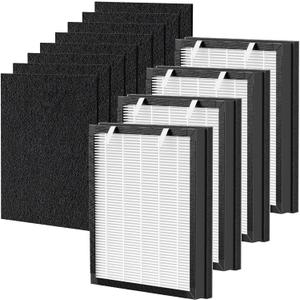 P358 Replacement Filters Compatible with HEAPETS P358 Pet Air Purifier, 4 Hepa Filters and 8 Activated Carbon Pre-filters for Pet Household, Compare Part #PJ358-2LX6JDM