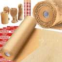 Honeycomb Packing Paper, MINHAO 15"x230' Eco Friendly Packing Paper for Moving Recyclable Honeycomb Paper Moving Supplies Bubble Paper Wrapping Protective Roll, With 36 Fragile Sticker Labels (Brown)