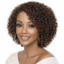 Short Curly Wigs for Black Women Chocolate Brown Mix Medium Aubur natural Looking Kinky Curly Human Hair Wigs for Mature Women 4/30 Color No Lace Glueless Shake and Go Short Wig for Women, WIG 4/30