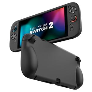 Moko Silicone Protective Case for Nintendo Switch 2 (2025) - Soft Flexible Skin Cover | Ergonomic Grip, Shock-Absorption & Anti-Scratch, Black (Non-Dockable)