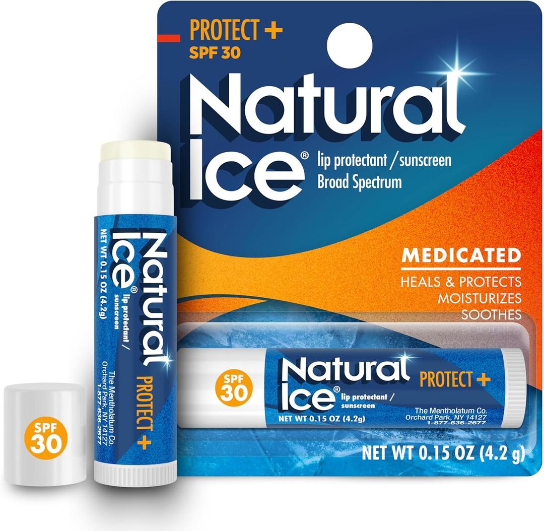 Mentholatum (R) Natural Ice (R) Sport Broad Spectrum SPF 30 Medicated Lip Balm - 12 Pack of 4.2 g Tubes
