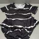 DEARCASE Maxi Dress for Women Black Wave Striped Medium Round Neck Boho Short Sleeve A-line Casual Hawaiian Flowy Party Vintage Spring Summer Beach Long Dresses with Pockets M