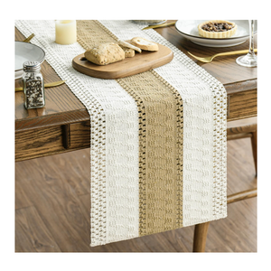 Artoid Mode Burlap Brown Farmhouse Rustic Table Runner, Seasonal Holiday Hollow Kitchen Dining Table Decoration for Home Party Decor 12x48 Inch, Set of 2