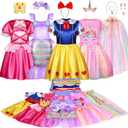 Princess Dress Up Clothes for Little Girl Role Play Costume Gift Set Princess Dress Up Toys for Toddler Girls (Blue)