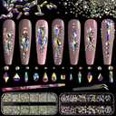 Multi Shapes 3D Glass AB Crystal Nail Art Rhinestones Kit with Flatback Round Bead Charm Gem Stone Jewelry Diamond with Pickup Pen + Tweezer for Manicure Craft Decoration by BELLEBOOST (Iridescent) (2 packs)