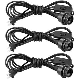 3Pack Plug in Hanging Light Kit, E26/E27 Vintage Hanging Lights with Plug in Cord, Retro Pendant Light Kit, 12FT Cord with On/Off Switch, Pendant Light Cord for Hanging Light(Black)