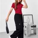 Girl's 2 Packs Graphic Tees Short Sleeve Crew Neck Crop Tops Slim Fit Summer Cute Tees (Red Black)