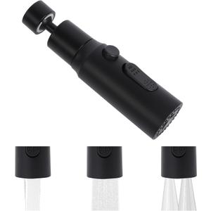 Kitchen Faucet Sprayer Head Replacement, Kitchen Faucet Pullout Sprayer Replacement, 360 Swivel Spout Faucet Extender 3 Modes for Kitchen Sink,Tap Accessories (black)