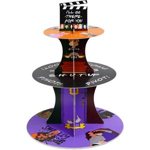 Friends Birthday Decorations Cupcake Stand, 3 Tier Paper Cupcake Rack Friends Themed Party Decorations for Women Men Baby Shower, Friends Party Decorations Supplies (Friends Style)
