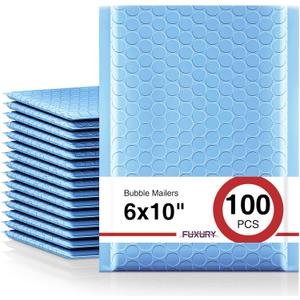 Fuxury 100Pcs Bubble Mailers 6x10" Light Blue Bubble Mailer Thick Shipping Padded Envelopes Usable Size 6x9" Padded Mailers Shipping Bags for Mailing, Packaging, Small Business, Boutique, Bulk #0
