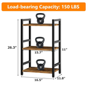 Book Shelf, 3 Tier Bookcase with Steel Frame, Stable Bookshelf Narrow Book Shelves Storage Organizer for Book CD Movie, Open Book Shelves for Living Room, Home Office, Study, Rustic Brown