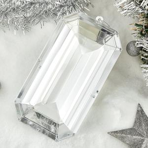 Syhood 9.5 Inch Jumbo Jewel Ornament Large Jewel Ornaments for Christmas Tree Acrylic Glitter Christmas Gem Hanging Decorations for Xmas Wedding Holiday Party Decor (Silver, Rectangle)