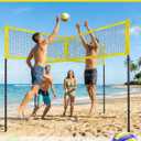 VICHTOP 4 Square Volleyball Game Set - 4 Way Cross Net for Backyard & Beach, Portable Outdoor Volleyball Badminton Combo Net, 4 Person Four Square Volleyball Net with Carrying Bag 10’x10’