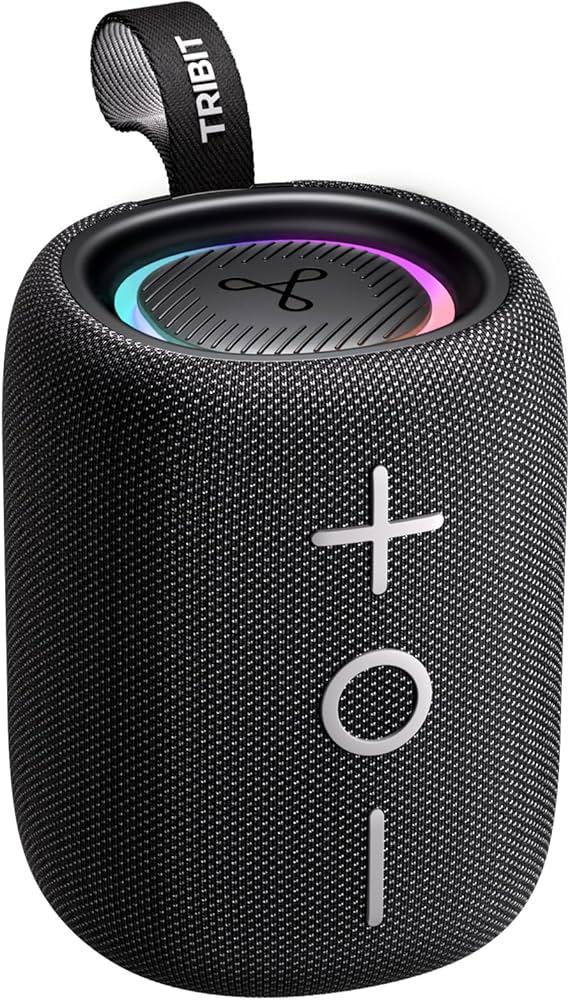Tribit StormBox Mini+ Portable Bluetooth Speaker, 12W Wireless Speaker with 360°Surround Sound, 12H Playtime, Custom EQ, BT5.4, IPX7 Waterproof, RGB Lights, Type-C, TWS, AAC/SBC, Home/Outdoor/Travel