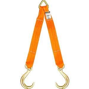Tow Straps V Bridle, 3" x 24" Recovery V-Strap with 8" Short J Hooks, 5400LBS Recovery Bridle, Towing Strap with Hook, Recovery Tow Car Strap Hook for Wrecker, Rollback, Car Hauler
