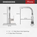Pfister Arkitek Single Handle Kitchen Sink Faucet with Pull Out Sprayer, High Arc Design, Polished Chrome Finish, 1.8 GPM Flow Rate, 1 or 3 Hole Installation LG534LPMC