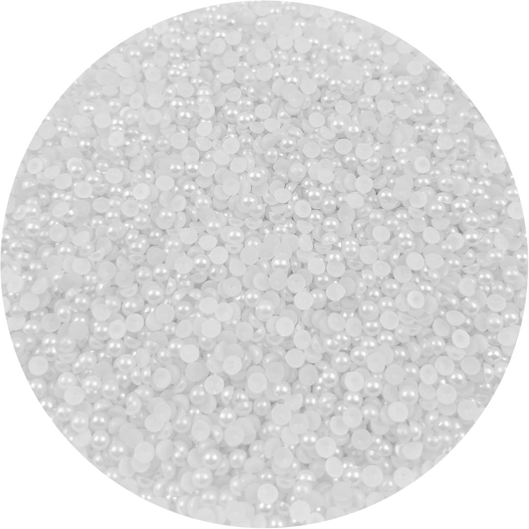 5000PCS 4mm Flatback Pearls for Crafts Jewelry Scrapbooking, Round Half Pearls Flat Back Half Pearls for Craft Projects, Jewelry Making, Shoes, Cup, Nail Art Decoration, (40-White)