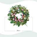 Bibelot 24 Inch Easter Wreath for Front Door, Tulip Easter Egg Wreath with Colorful Berries, Spring Floral Wreaths for Home Wall Window Farmhouse Decor