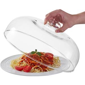 12 Inch Borosilicate Glass Microwave Splatter Cover for Food, All Glass Tall Splatter Guard Microwave Plate Light Serving Dish Covers Lid with Handle for Heating Food