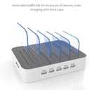 MSTJRY Charging Station for Multiple Devices : 5 Port Multi USB-A Charger Stations Multi-Device Organizer Charging Dock Designed for iPhone iPad Cell Phone Tablets (7 Short Cables Included) (White)