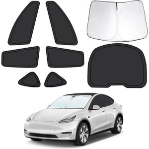 8pcs Car Window Shades Intended for Tesla Model Y 2020-2024(not for Juniper), Foldable Car Window Covers for Privacy, Full Sunshades Fit for Tesla Front Rear Windshield Side Windows to Block UV