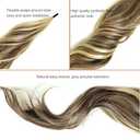 Chicmoi Chocolate Brown Ponytail Extainson with Blonde Highlight 32 Inch Flexible Wrap Around Ponytail Hair Extension Long Wavy Pony Tails hair Extension Synthetic Hairpieces For Women and Girls
