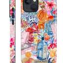 Compatible with iPhone 15 Plus Case - Hybrid Heavy Duty 2 in 1 Full Body Rugged Shockproof Protection Glossy Case for iPhone 15 Plus - Coastal and Fruity Summer Collage