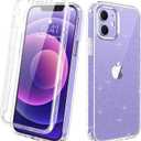 Diaclara Designed for iPhone 12 Mini Case, Full Body Rugged with Built-in Touch Sensitive Anti-Scratch Screen Protector, Soft TPU Bumper Case for iPhone 12 Mini 5.4" (Clear Glitter)