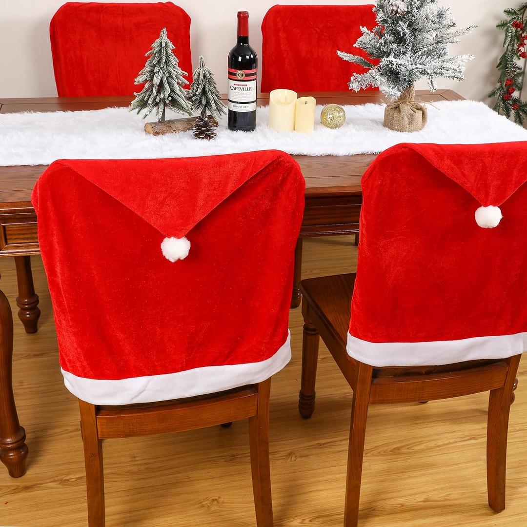 Sattiyrch Santa Claus Dining Chair Slipcovers, Christmas Party Chair Covers (4)