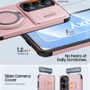 JAME for Samsung Galaxy S26 Case, Ring Holder Stand Kickstand, Slide Camera Cover with Screen Protector, Dual-Layer Shockproof Protective, Magnetic Accessory Friendly Galaxy S26 Phone Case, Pink