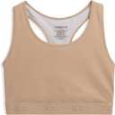 TomboyX Racerback Compression Bra for Women Full Coverage Gender Inclusive Wireless Medium Support Top No Padding Sports Bras (Large, Chai)