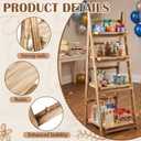Wooden 4-tier Foldable Ladder Shelf, Light Oak Wedding Treat Gift Stand, 45.5 x 16 x 13.5 Inch