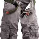 Mens Cargo Shorts Cotton Work Shorts Multi Pocket Casual Workout Shorts for Men NO Belt 38 (Brown)