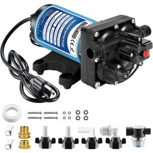 WASSERMANN 115V AC Fresh Water Pressure Booster Pump, 5.5 GPM 60 PSI,Self-Priming Diaphragm Pump with 8.2 FT Power Cord & Plug, Pressure Switch, for Garden Kitchen Bathroom RV Marine Camper, 1/2" NPSM