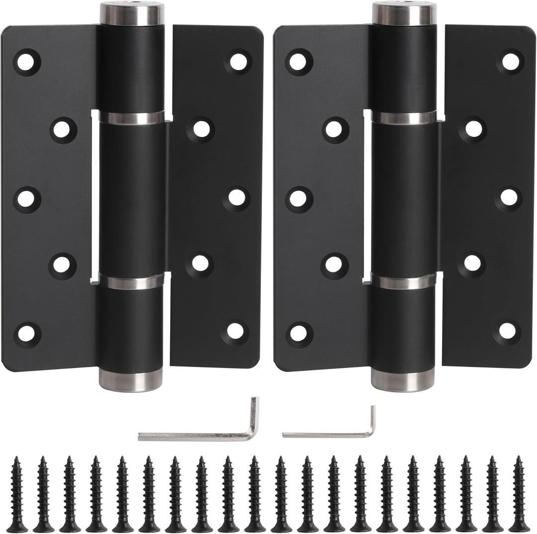 Self Closing Door Hinge with Silent Hydraulic Buffering, Adjustable Door Closer Tension and Speed, Spring Loaded Hinges 5.5 Inch, 175Open, Space Aluminum, Anti Pinch Injury 2Pcs