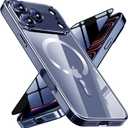 Magnetic for iPhone 17 Pro Max Case with Privacy Screen Protector & Full Camera Cover, [Non-Yellowing] Shockproof Clear Phone Case Compatible with MagSafe Women Girls for iPhone 17 ProMax, Blue