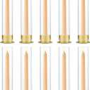 10 Set Gold Candle Stick Holder in Bulk for Wedding Centerpiece,Brass Candlestick Holders with Acylic Lampshade for Christmas Party Dining Table Centerpiece Decor candelabros para centros de mesa