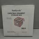 Sattiyrch Plastic Christmas Ornament Storage Box with Zippered Closure - Store up to 64 of the 3-inch Standard Christmas Ornaments, Xmas Ornaments Storage with Dividers & Two Handles