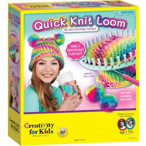 Creativity for Kids Quick Knit Loom Kit - Knitting Kit for Kids, Make Your Own Pom Pom Hat And Accessories, Knitting Loom Crafts for Kids