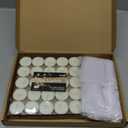 50 Set Funeral Party Favors Memorial White Candles Unscented Funeral Gifts Tealight Candles with Condolence Bereavement Cards and Organza Bags for Guest Celebration of Life Decorations (Classic)