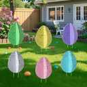 DoubleFill 6 Pcs 3D Easter Eggs Yard Decorations Outdoor Faux Speckled Eggs Yard Signs with 12 Plastic Stakes Waterproof Lawn Garden Signs for Easter Spring Home Pathway Outdoor Decor