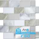 Art3d Peel and Stick Beige & White Wall Tiles  12"x12" Thickened Design Backsplash, Self-Adhesive Tile for Kitchen & Bathroom Decor
