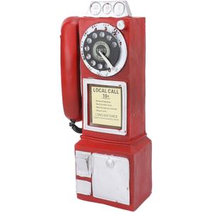 Vintage Telephone Retro Phone Decorative Model for Cafe Bar Window Desktop Home Decor (Red)