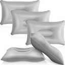 Maitys 4 Pieces Inflatable Travel Pillow Portable Compact Air Pillow Flocked Fabric Backpacking for Camping Hiking Home Office Sleeping Neck Head Lumbar Support(13.39 x 8.66 Inches,Gray)