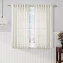 Nanspring Cream Linen Back Tab Rod Pocket Curtains 52 Inch Length for Small Windows 2 Panels Set Privacy Semi Sheer Neutral Modern Farmhouse Window Curtain Linen Drapes Rustic Curtain Natural 52x52