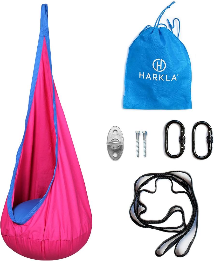 Hanging Swing Chair for Kids - Includes Hardware - Great as a Sensory Swing (Deep Pink)