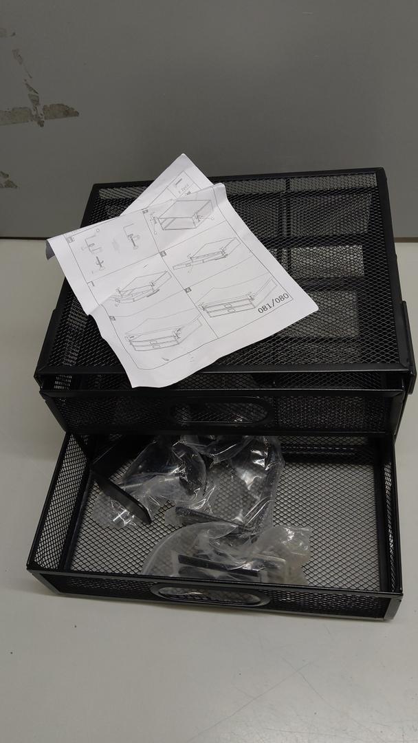 Under Desk & Desktop Drawer Organizer - 2-Tier Metal Slide Out Drawers Organizer, Storage for Home Office Desk (Black) 8,8×10,4in