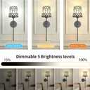Black Battery Operated Wall Sconces Set of 2, Crystal Rechargeable Wireless Wall Sconce Lights for Home Decor, Dimmable 12 RGB and 3CCT Wall Lamps with Remote for Living Room Bedroom Hallway